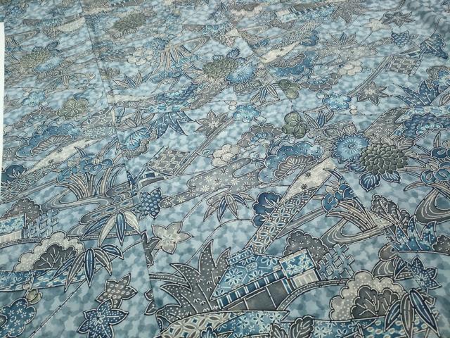 平和屋着物●上質な小紋 型染め 流水風景草花文 松坂屋扱い 正絹 逸品 CABH9995ut
