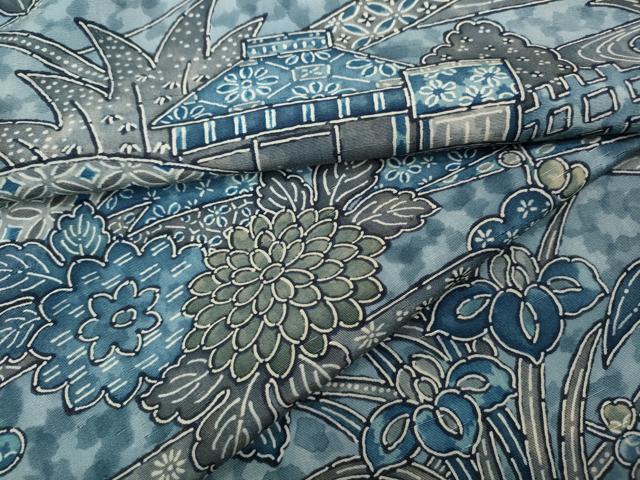 平和屋着物●上質な小紋 型染め 流水風景草花文 松坂屋扱い 正絹 逸品 CABH9995ut