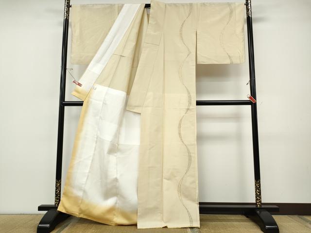 平和屋着物●BANKANわものや 訪問着 紬地 刺し子 熨斗吉祥文 正絹 逸品 CABH9996ut