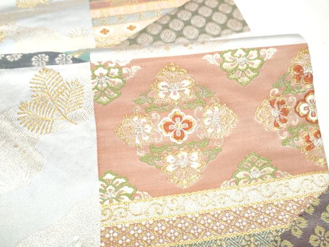 平和屋着物●六通柄袋帯 唐織 草花文 金糸 正絹 逸品 CABI0047hy