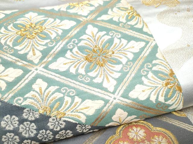 平和屋着物●六通柄袋帯 唐織 草花文 金糸 正絹 逸品 CABI0047hy