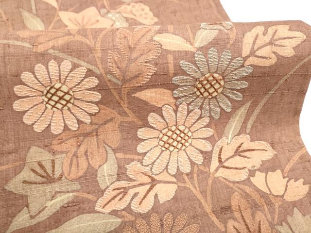 平和屋着物●中国三大刺繍 相良刺繍 六通柄袋帯 紬地 刺繍 枝花文 正絹 逸品 CABI0069hy