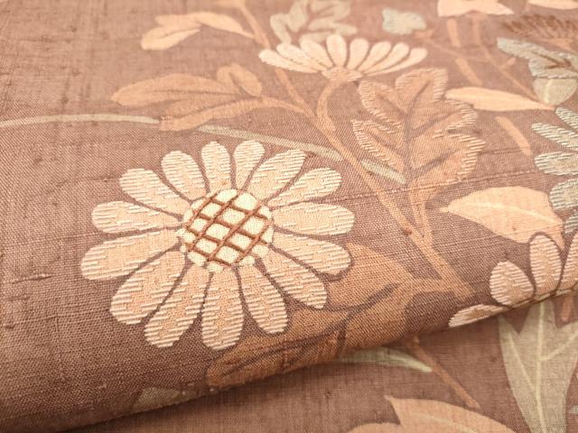 平和屋着物●中国三大刺繍 相良刺繍 六通柄袋帯 紬地 刺繍 枝花文 正絹 逸品 CABI0069hy