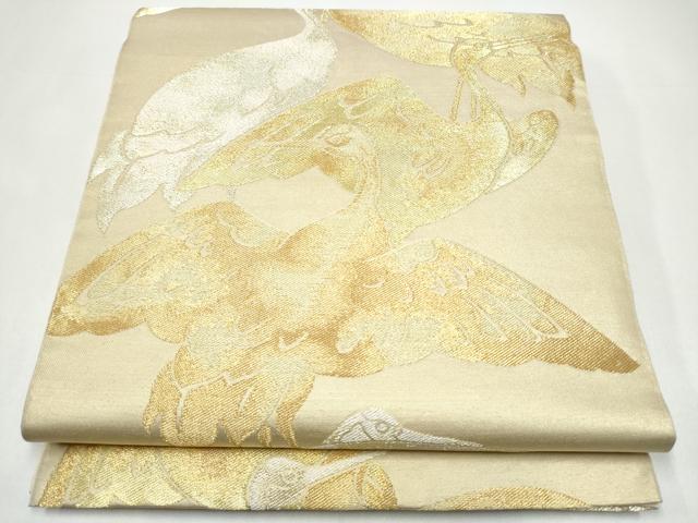 平和屋着物●西陣 川島織物 六通柄 本袋帯 鶴 金銀糸 正絹 逸品 CABI0074hy