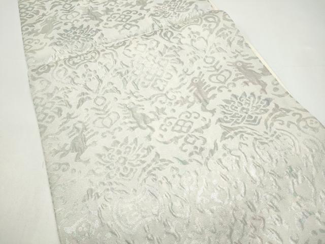 平和屋着物●六通柄袋帯 ふくれ織 向かい鳥動物花文 正絹 逸品 CABI0077hy