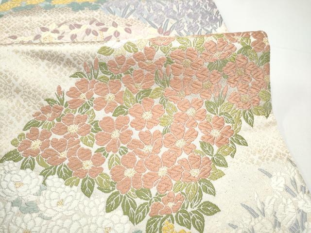 平和屋着物●六通柄袋帯 唐織 白樺 ひつじ草 金糸 正絹 逸品 CABI0080hy