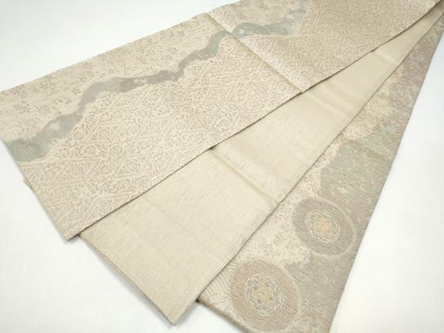 平和屋着物●全通柄袋帯 三重織 国宝三十六人家集 正絹 逸品 CABI0082hy