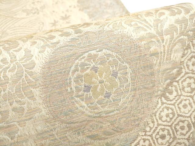 平和屋着物●全通柄袋帯 三重織 国宝三十六人家集 正絹 逸品 CABI0082hy