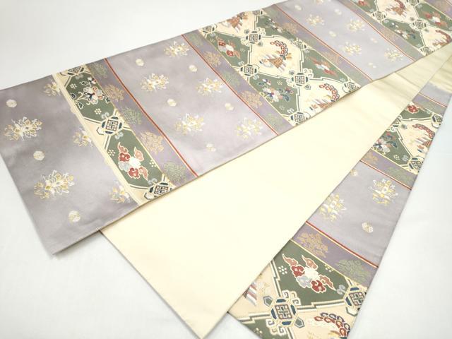平和屋着物●六通柄袋帯 唐織 天井花蝶文 金糸 正絹 逸品 CABI0092hy