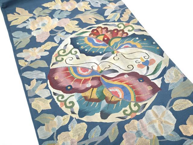 平和屋着物●太鼓柄袋帯 すくい織 花蝶丸文 金糸 正絹 逸品 CABI0095hy