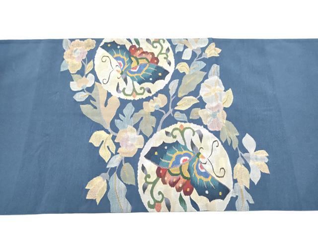 平和屋着物●太鼓柄袋帯 すくい織 花蝶丸文 金糸 正絹 逸品 CABI0095hy