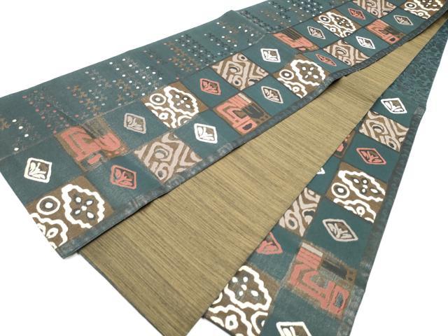 平和屋着物●六通柄袋帯 幾何学文様 正絹 逸品 CABI0108hy