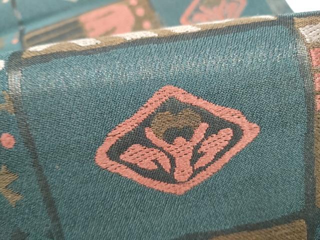 平和屋着物●六通柄袋帯 幾何学文様 正絹 逸品 CABI0108hy