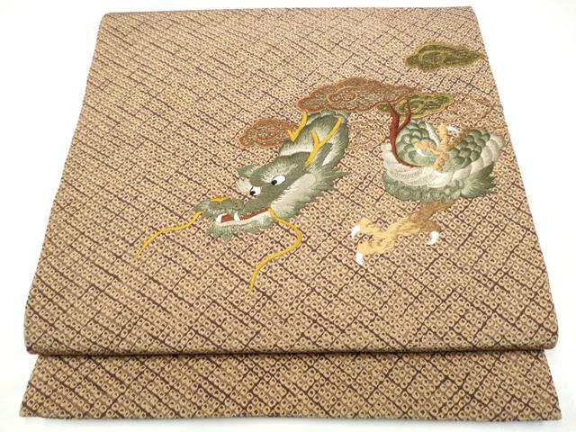 平和屋着物●太鼓柄袋帯 作家物 総刺繍 雲龍 金糸 正絹 逸品 CABI0123hy