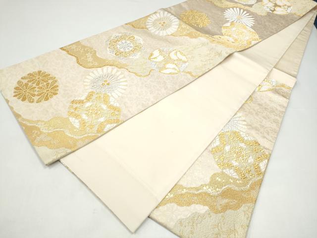 平和屋着物●六通柄袋帯 唐織 道長花丸文 金銀糸 正絹 逸品 CABI0129hy
