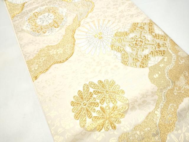 平和屋着物●六通柄袋帯 唐織 道長花丸文 金銀糸 正絹 逸品 CABI0129hy