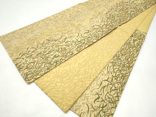 平和屋着物●六通柄袋帯 芝草文 金糸 正絹 逸品 CABI0134hy