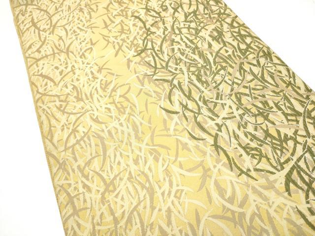 平和屋着物●六通柄袋帯 芝草文 金糸 正絹 逸品 CABI0134hy