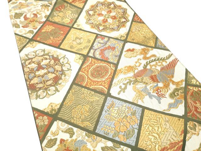 平和屋着物●六通柄袋帯 唐織 正倉院鳳凰花文 金糸 正絹 逸品 CABI0139hy