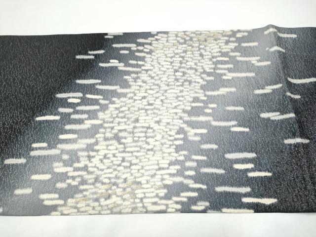 平和屋着物●十日町 名門 滝泰謹製 中国三大刺繍 相良刺繍 太鼓柄袋帯 絞り 霞文 銀通し地 正絹 逸品 CABI0141hy