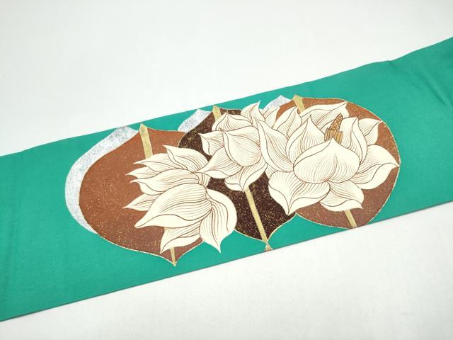 平和屋着物●塩瀬 九寸名古屋帯 舞花文 金銀彩 正絹 逸品 CABI0149hy