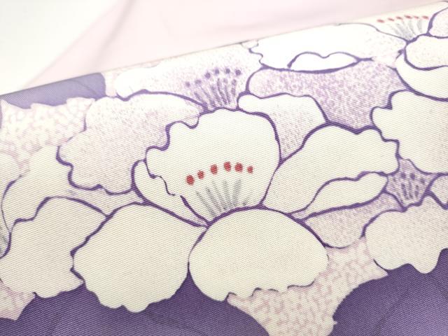 平和屋着物●塩瀬 九寸名古屋帯 ろうけつ染 牡丹 正絹 逸品 CABI0162hy