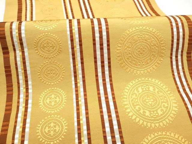 平和屋着物●本場筑前博多織 八寸名古屋帯 花唐草間道 正絹 逸品 CABI0164hy