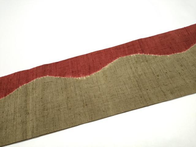 平和屋着物●九寸名古屋帯 紬地 絞り 刺繍 刺し子 草花文 正絹 逸品 CABI0169hy