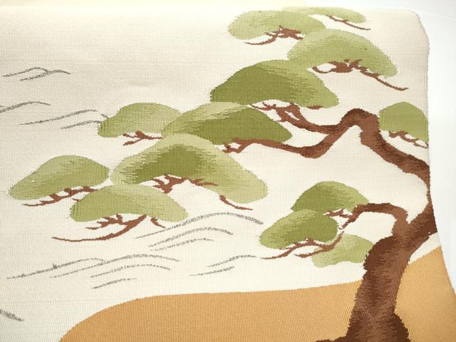 平和屋着物●八寸名古屋帯 綴れ 浜松文 銀糸 正絹 逸品 CABI0175hy