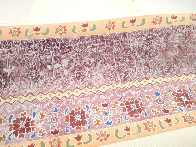 平和屋着物●塩瀬 九寸名古屋帯 横段花文 金彩 正絹 逸品 CABI0179hy