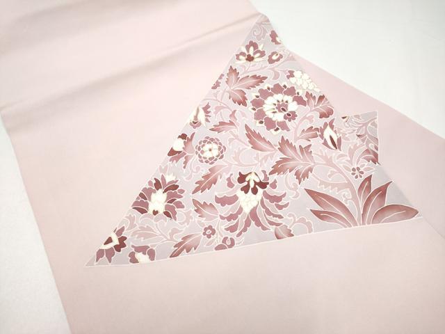 平和屋着物●塩瀬 九寸名古屋帯 作家物 更紗花唐草文 金彩 三越扱い 正絹 逸品 CABI0180hy
