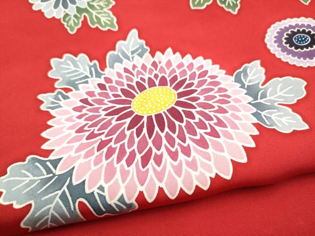 平和屋着物●塩瀬 九寸名古屋帯 型染め 菊 正絹 逸品 CABI0183hy