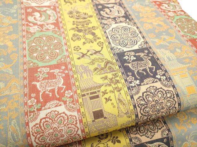 平和屋着物●龍村美術織物 九寸開き名古屋帯 紅牙瑞錦 正絹 逸品 CABI0189hy
