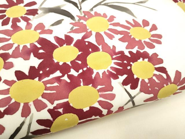 平和屋着物●塩瀬 九寸名古屋帯 ろうけつ染 枝花文 正絹 逸品 CABI0194hy