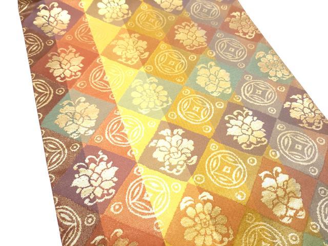 平和屋着物●西陣 川島織物 洗える最高級着物 <英>はなぶさ謹製 六通柄 京袋帯 吉祥花文 金糸 たとう紙付き CABI0205hy