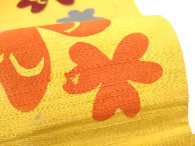 平和屋着物●半幅帯 紬地 型染め 舞花文 正絹 逸品 CABI0211hy