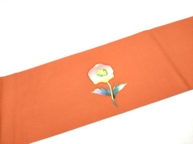 平和屋着物●塩瀬 つけ帯 ろうけつ染 草花文 銀通し地 正絹 逸品 CABI0217hy