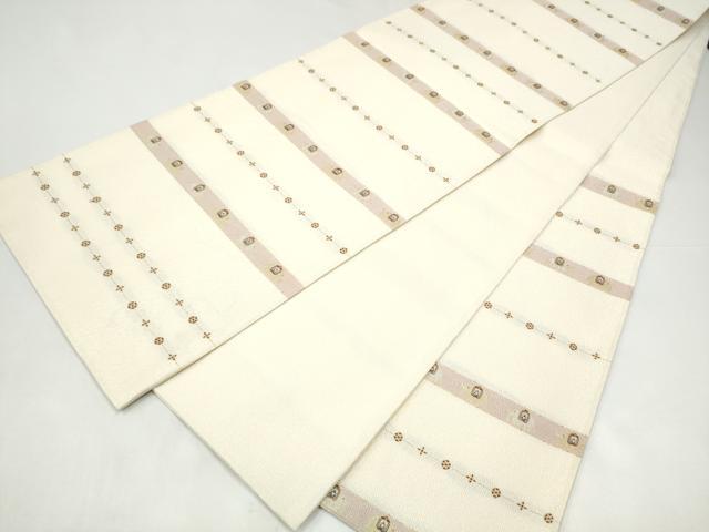 平和屋着物●六通柄袋帯 像 横段文 金銀糸 正絹 逸品 CABI0224hy