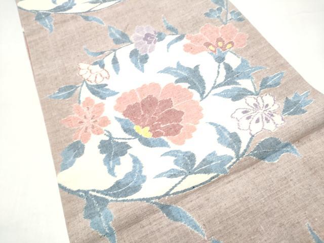 平和屋着物●全通柄袋帯 紬地 枝花文 正絹 逸品 CABI0225hy