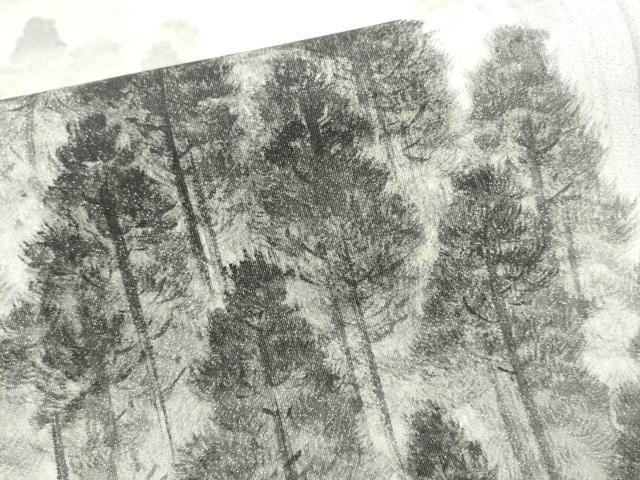 平和屋着物●六通柄袋帯 手描き 綴れ 樹林文 銀糸 正絹 逸品 CABI0226hy