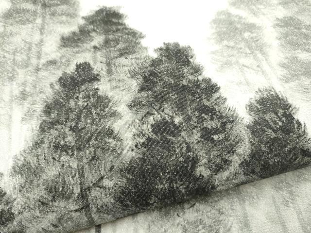 平和屋着物●六通柄袋帯 手描き 綴れ 樹林文 銀糸 正絹 逸品 CABI0226hy