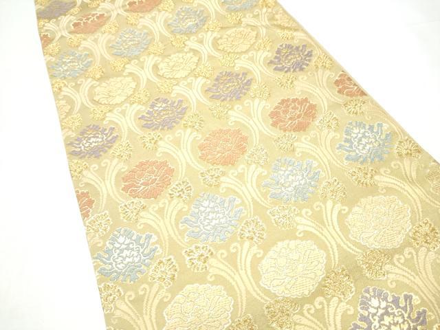 平和屋着物●六通柄袋帯 唐織 立涌牡丹文様 金糸 正絹 逸品 CABI0235hy