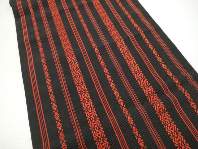 平和屋着物●本場筑前博多織 八寸名古屋帯 献上 黒地 正絹 逸品 CABI0245hy