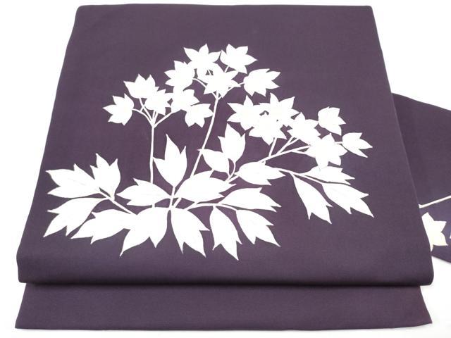平和屋着物●塩瀬 九寸名古屋帯 手描き 草花文 正絹 逸品 CABI0248hy