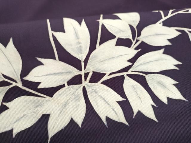 平和屋着物●塩瀬 九寸名古屋帯 手描き 草花文 正絹 逸品 CABI0248hy