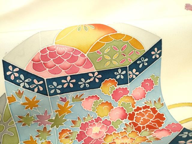 平和屋着物●九寸名古屋帯 友禅 作家物 貝桶花文 正絹 逸品 CABI0252hy
