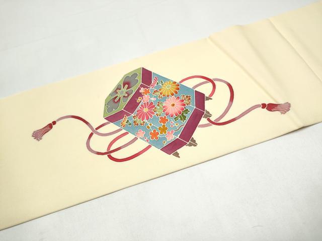 平和屋着物●九寸名古屋帯 友禅 作家物 貝桶花文 正絹 逸品 CABI0252hy