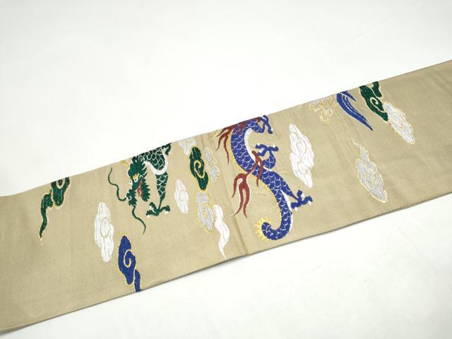 平和屋着物●アンティーク 大正ロマン 九寸名古屋帯 雲龍 金銀糸 正絹 逸品 CABI0267hy