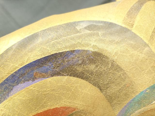平和屋着物●九寸名古屋帯 抽象文 金彩 正絹 逸品 CABI0270hy