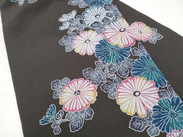平和屋着物●九寸名古屋帯 型染め 菊 鬼しぼ縮緬 正絹 逸品 CABI0283hy